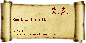 Kmetty Patrik névjegykártya